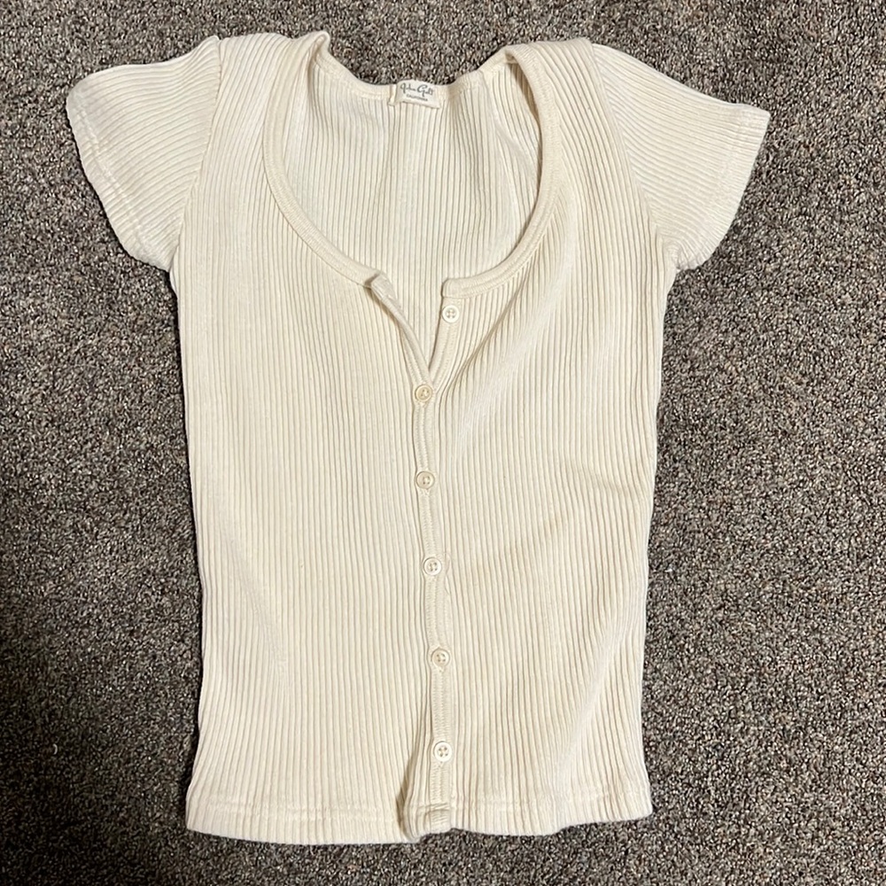 Ribbed cream john galt tshirt